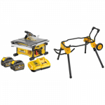 DCS7485T2 DeWALT FLEXVOLT 54V i&scaron;ilginio pjovimo staklės + DWE74911 staklių stovas (2x6.0 Ah)