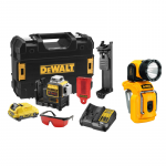 DCE089D1R + DCL510 DeWALT kryžminių linijų lazeris + DCL510N DeWALT 10.8V/12V LED kompakti&scaron;kas &scaron;viestuvas (2x2.0 Ah)