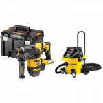 DCH333NT DeWALT FLEXVOLT 54V SDS-Plus perforatorius 30mm + DWV902M siurblys su teleskopine rankena