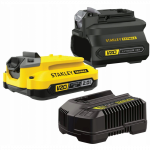 SFMCB121D1 Stanley V20, 18V akumuliatoriaus, adapterio ir kroviklio rinkinys (1x2.0 Ah)