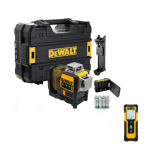 DCE089GNT DeWALT kryžminių linijų lazeris + DWHT77100 DeWALT atstumų matuoklis 30 m + DOVANA!