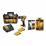 DCD796D2T DeWALT 18V XR smūginis gręžtuvas-suktuvas (2x2.0Ah) + DT70784 100 vnt. grąžtų ir antgalių rinkinys