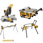 DeWALT DWS780XPS + DW745 i&scaron;ilginio ir skersinio pjovimo staklės + DWE74911 + DE7023 stalai