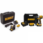 DCD996P2 DeWALT 18V suktuvas-gręžtuvas + DCE088D1R kryžminių linijų lazerinis nivelyras