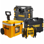DWST83281-1 DeWALT TSTAK &scaron;altdežė + DWST1-81078 TSTAK radijo grotuvas + DCC018NT 18V oro kompresorius - pompa