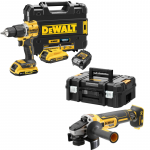 DCD100YD2T + DCG406NT  DeWALT 18V XR suktuvas &ndash; smūginis gręžtuvas + DeWALT 18V kampinis &scaron;lifuoklis (2x2.0 Ah)