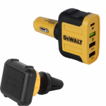 DXMA141-9009-DWG DeWALT 4IN1 automobilinis įkroviklis 18W + DXMA204-0435-DWG DeWALT magnetinis telefono laikiklis automobiliui