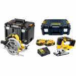 DCS334P2 DeWALT 18V siaurapjūklis + DCS570NT 18V diskinis pjūklas