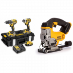 DCK266P3 DeWALT 18V rinkinys DCF887 smūginis suktuvas + DCD796 suktuvas-gręžtuvas + DCS331N 18V siaurapjūklis