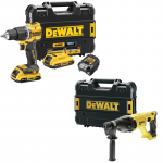 DCD100YD2T + DCH133NT DeWALT 18V XR suktuvas &ndash; smūginis gręžtuvas + DeWALT 18V SDS-Plus perforatorius (2x2.0 Ah)