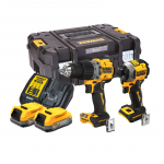 DCK2050E2T DeWALT 18V kompakti&scaron;kas smūginis suktuvas + suktuvas-gręžtuvas (2x1.7 Ah)