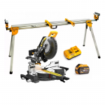 DCS781X1 DeWALT FLEXVOLT 54V skersinio pjovimo staklės 305 mm (1x9.0 Ah) + DE7023 stovas