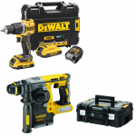 DCD100YD2T + DCH273NT DeWALT 18V XR suktuvas &ndash; smūginis gręžtuvas + DeWALT 18V SDS-Plus perforatorius  (2x2.0 Ah)