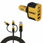 DXMA141-9009-DWG DeWALT 4IN1 automobilinis įkroviklis 18W + DXMA131-1356-DWG DeWALT 3IN1 kabelis