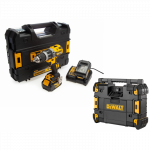 DCD796M2 + DWST1-81079 DeWALT 18V suktuvas &ndash; smūginis gręžtuvas + DWST1-81079 DeWALT TSTAK radijo imtuvas (2x4.0 Ah)