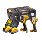 DCK266E2T DeWALT 18V smūginis suktuvas + suktuvas-gręžtuvas (2x1.7 Ah)