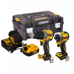 DCK2050P2T DeWALT 18V kompakti&scaron;kas smūginis suktuvas + suktuvas-gręžtuvas (2x5.0 Ah)