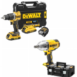 DCD100YD2T + DCF899NT  DeWALT 18V XR suktuvas &ndash; smūginis gręžtuvas + DeWALT 18V smūginis veržliasukis (2x2.0 Ah)