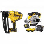 DCN660N DeWALT 18 V XR 16 Ga akumuliatorinė viniakalė + DCS391P2 18 V diskinis pjūklas
