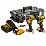 DCK296D2 DeWALT 18V kompakti&scaron;kas smūginis suktuvas + suktuvas-gręžtuvas (2x2.0 Ah) + DOVANA!