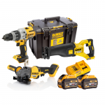 DCK354X2 DeWALT FLEXVOLT 54V suktuvo-gręžtuvo, kampinio &scaron;lifuoklio ir tiesinio pjūklo rinkinys (2x9.0 Ah)