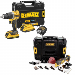 DCD100YD2T + DCS356NT DeWALT 18V XR suktuvas &ndash; smūginis gręžtuvas + DeWALT 18V daugiafunkcinis įrankis (2x2.0 Ah)