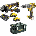 DCG406P2 DeWALT 18V kampinis &scaron;lifuoklis + DCD796N 18V suktuvas-gręžtuvas + DWST83294-1 dėžė