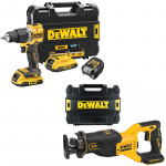 DCD100YD2T + DCS382NT DeWALT 18V XR suktuvas &ndash; smūginis gręžtuvas + DeWALT 18V tiesinis pjūklas (2x2.0 Ah)