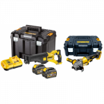 DCS388T2 DeWALT FLEXVOLT 54V tiesinis pjūklas + DCG414NT FLEXVOLT 54V kampinis &scaron;lifuoklis