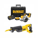DeWALT DCS373P2 18V XR diskinis pjūklas metalui pjauti + DCS380N DeWALT 18V XR Li-Ion tiesinis pjūklas