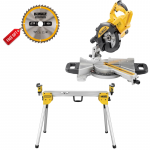 DWS773 DeWALT 216 mm skersinio pjovimo staklės 1300W + DE7033 kompakti&scaron;kas staklių stovas + DOVANA!