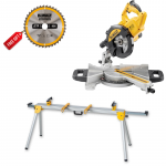 DWS773 DeWALT 216 mm skersinio pjovimo staklės 1300W + DE7023 staklių stovas + DOVANA!