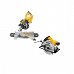 DWS773 DeWALT 216 mm skersinio pjovimo staklės 1300W + DWE5615 DeWALT 190 mm diskinis pjūklas 1500W