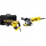DWE357K DeWALT 1050 W kompakti&scaron;kas tiesinis pjūklas + DWE4157 125 mm kampinis &scaron;lifuoklis