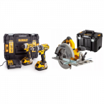 DCK266P2T DeWALT 18V XR smūginis suktuvas + suktuvas-gręžtuvas + DCS572NT 18V diskinis pjūklas