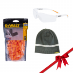 DeWALT kupurės, apsauginių akinių ir vienkartinių ausų ki&scaron;tukų rinkinys
