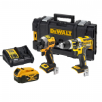 DCK296P1 DeWALT 18V kompakti&scaron;kas smūginis suktuvas + suktuvas-gręžtuvas (1x5.0 Ah) + DOVANA!