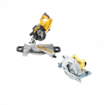 DWS773 DeWALT 216 mm skersinio pjovimo staklės 1300W + D23700 DeWALT 86 mm diskinis pjūklas