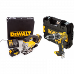 DCS331M2 DeWALT 18V siaurapjūklis + DCD796NT 18V suktuvas &ndash; smūginis gręžtuvas