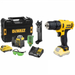 DCE0811D1G DeWALT dviejų linijų lazerinis nivelyras + DCD710NT suktuvas-gręžtuvas