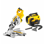 DWS777 DeWALT 216 mm skersinio pjovimo staklės + DCV584L sauso/&scaron;lapio valymo dulkių siurblys