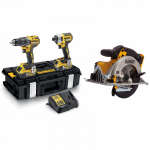 DCK266P2 DeWALT 18V rinkinys DCF887 smūginis suktuvas + DCD796 suktuvas-gręžtuvas + DCS391N 18V diskinis pjūklas