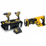 DCK266P2 DeWALT 18V rinkinys DCF887 smūginis suktuvas + DCD796 suktuvas-gręžtuvas + DCS367N 18V tiesinis pjūklas