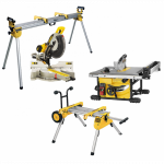 DWS780XPS DeWALT skersinio pjovimo staklės + DWE7485 i&scaron;ilginio pjovimo staklės + stalai