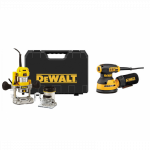 D26204K DeWALT freza + DWE6423 ekscentrinis &scaron;lifuoklis