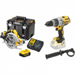 DCS570P2 DeWALT 18V diskinis pjūklas + DCD996N 18V suktuvas-gręžtuvas