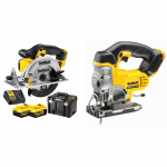 DCS391P2 DeWALT 18 V XR Li-Ion diskinis pjūklas + DCS331N 18 V XR Li-Ion siaurapjūklis