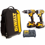 DCK266P2X DeWALT 18V smūginis suktuvas + suktuvas-gręžtuvas su įrankių kuprine (2x5.0 Ah)