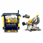 DW733 DeWALT reismusinės obliavimo staklės + DHS780NA 54V skersinio pjovimo staklės su adapteriu elektros lizdui (305 mm)