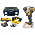 DCS334P2 DeWALT 18V siaurapjūklis + DCF887N 18V smūginis suktuvas